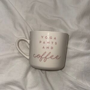 White Mug with Pink Text